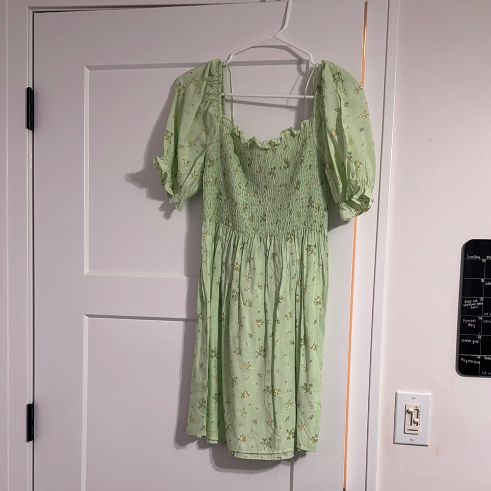 Elodie Light Green Floral Mini Dress